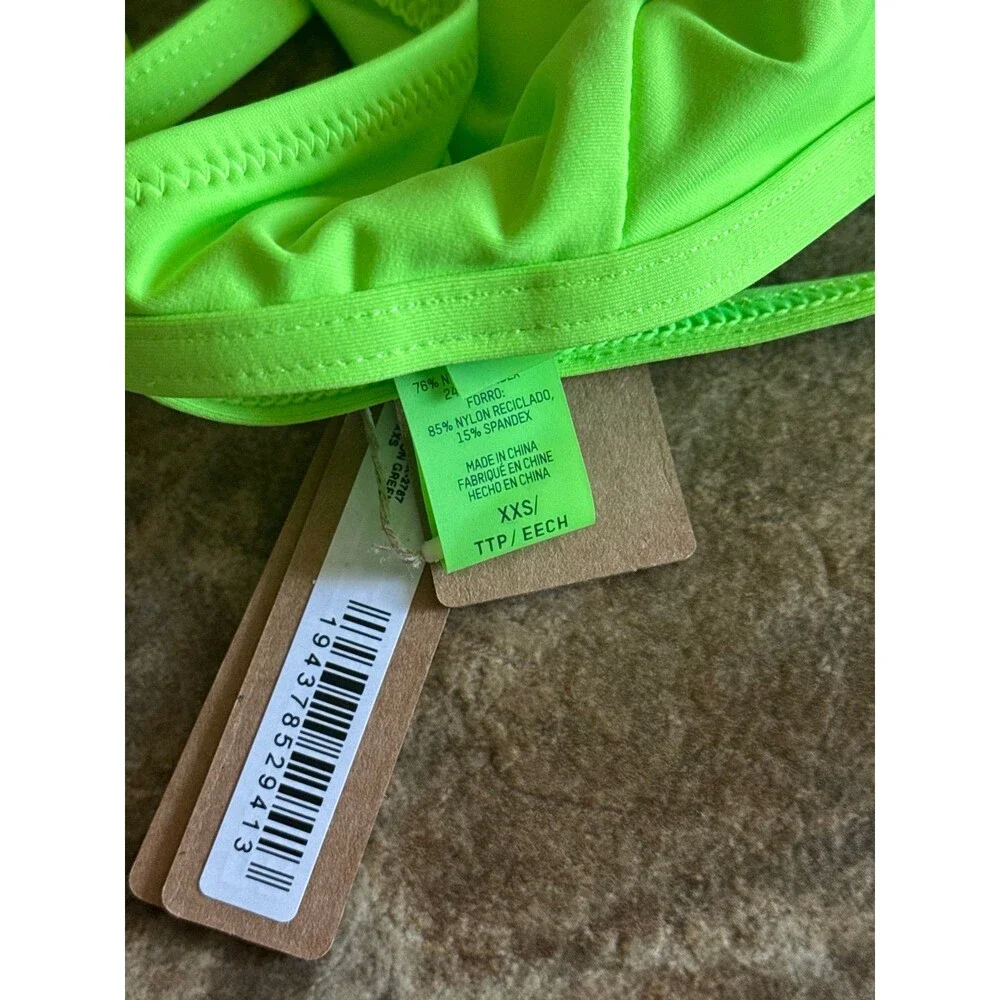 Skims Signature Swim High Neck Top Neon Green Size XXS